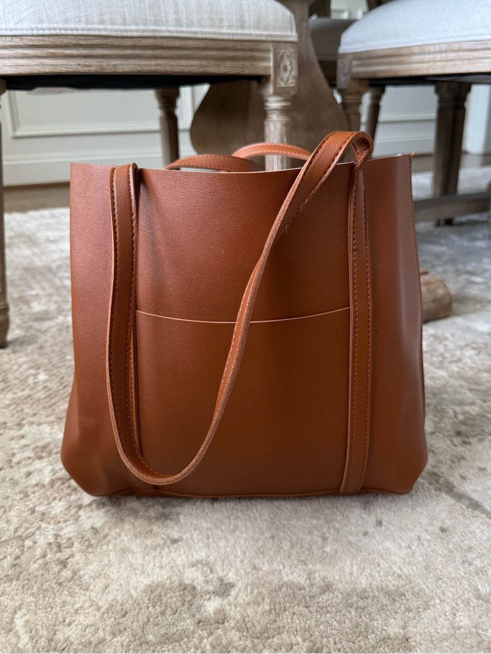 Henny and Lev Tan Faux Leather Tote Bag